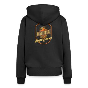 Entwickler - Frauen Premium Bio Hoodie - Schwarz - Hinten - Julia (174cm)