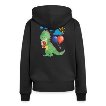 Petit dino avec rafraîchissement et ballons - Sweat à capuche Premium bio Femme - noir - Dos - Julia (174cm)