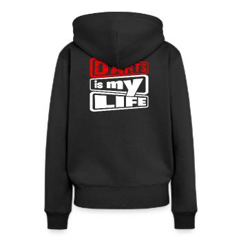 Dart, Darts c’est ma vie 2 - Sweat à capuche Premium bio Femme - noir - Dos - Julia (174cm)
