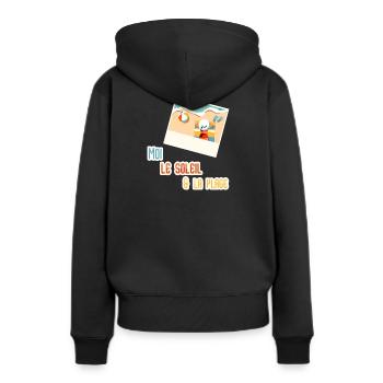 Moi Soleil et la Plage - Sweat à capuche Premium bio Femme - noir - Dos - Julia (174cm)