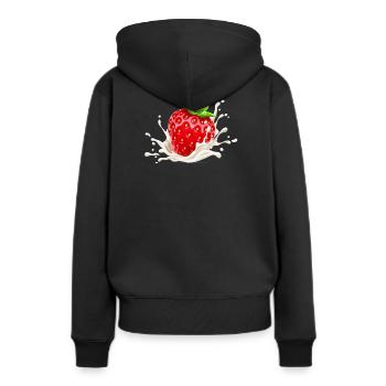 Erdbeere, Erdbeer-Verlangen, Erdbeere - Frauen Premium Bio Hoodie - Schwarz - Hinten - Julia (174cm)