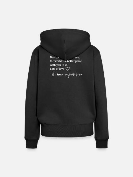 Welt besser mit dir - Frauen Premium Bio Hoodie - Schwarz