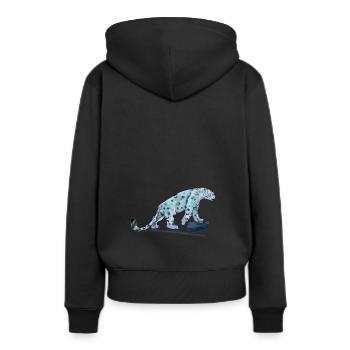 Blauer Schneeleopard - Frauen Premium Bio Hoodie - Schwarz - Hinten - Julia (174cm)