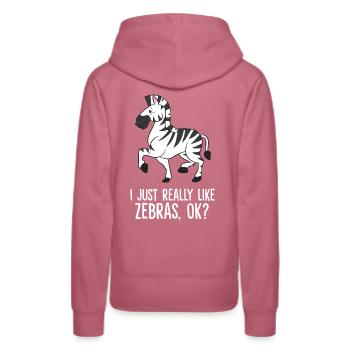 Zebra - I just really like Zebras, ok? - Sweat à capuche Premium bio Femme - mauve - Dos - Isabella (175cm)