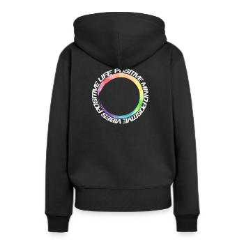 esprit positif - ondes positives - vie positive - Sweat à capuche Premium bio Femme - noir - Dos - Julia (174cm)