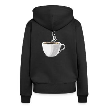 Tasse mit Kaffee schwarz - Frauen Premium Bio Hoodie - Schwarz - Hinten - Julia (174cm)