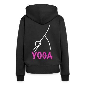 Exercice de yoga - Sweat à capuche Premium bio Femme - noir - Dos - Julia (174cm)