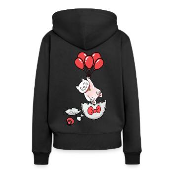Naissance de chat bébé ballons coquille d’oeuf hatch - Sweat à capuche Premium bio Femme - noir - Dos - Julia (174cm)