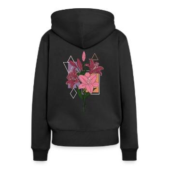 Lilien - Frauen Premium Bio Hoodie - Schwarz - Hinten - Julia (174cm)