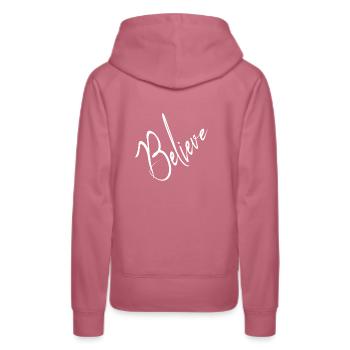 Glauben - Frauen Premium Bio Hoodie - Malve - Hinten - Isabella (175cm)