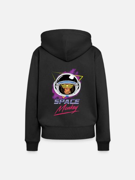 Weltraumaffe - Frauen Premium Bio Hoodie - Schwarz