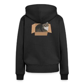 Katze im Karton - Frauen Premium Bio Hoodie - Schwarz - Hinten - Julia (174cm)