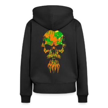 Krasser Skull Mit Bart - Frauen Premium Bio Hoodie - Schwarz - Hinten - Julia (174cm)