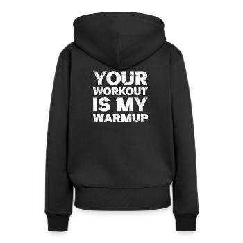 Gym Fitness Workout Warmup Fitnessstudio - Frauen Premium Bio Hoodie - Schwarz - Hinten - Julia (174cm)