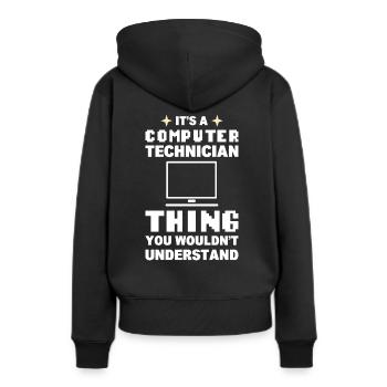 Lustiger Computerfreak Computertechniker - Frauen Premium Bio Hoodie - Schwarz - Hinten - Julia (174cm)