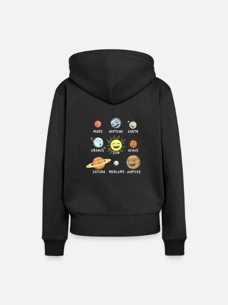 Lustiges Sonnensystem - Frauen Premium Bio Hoodie - Schwarz