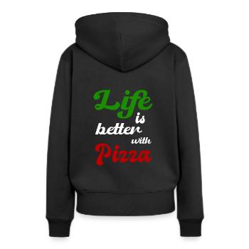 Pizza Margherita Italien italienische Pizzeria Fan - Frauen Premium Bio Hoodie - Schwarz - Hinten - Julia (174cm)