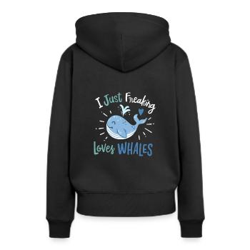 Ich liebe Wale einfach wahnsinnig - Frauen Premium Bio Hoodie - Schwarz - Hinten - Julia (174cm)