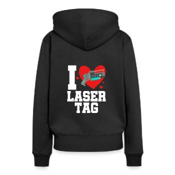 I Love Lasertag Lasertag Player Lasergame Phaser R - Frauen Premium Bio Hoodie - Schwarz - Hinten - Julia (174cm)