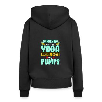 Gardening Is My Yoga Rubber Boots My Pumps Gardene - Frauen Premium Bio Hoodie - Schwarz - Hinten - Julia (174cm)