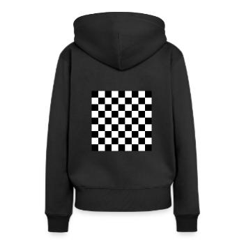 Schachbrett - Frauen Premium Bio Hoodie - Schwarz - Hinten - Julia (174cm)