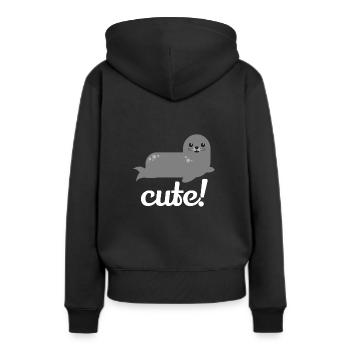 Süße Robbe - Frauen Premium Bio Hoodie - Schwarz - Hinten - Julia (174cm)