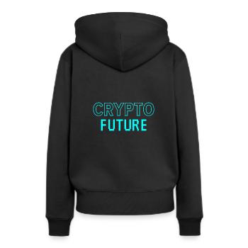 Crypto Zukunft - Frauen Premium Bio Hoodie - Schwarz - Hinten - Julia (174cm)