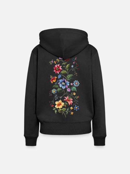 Zartes Blumenmuster - Frauen Premium Bio Hoodie - Schwarz