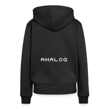 Analog - Frauen Premium Bio Hoodie - Schwarz - Hinten - Julia (174cm)