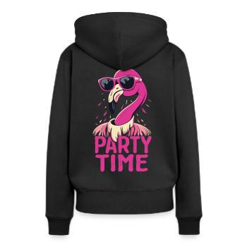 Flamingo Party Time - Plaisir, plumes et célébrations - Sweat à capuche Premium bio Femme - noir - Dos - Julia (174cm)