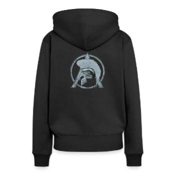 Casque Leonidas et symbole Sparta Lambda - Sweat à capuche Premium bio Femme - noir - Dos - Julia (174cm)