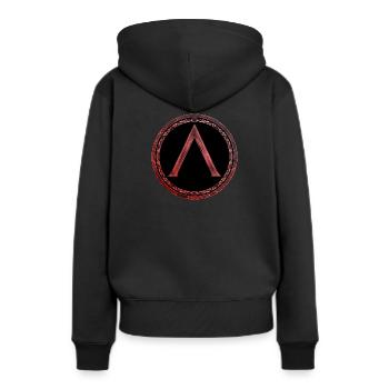 Symbole Sparta Lambda Feu celtique rouge - Sweat à capuche Premium bio Femme - noir - Dos - Julia (174cm)
