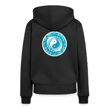 Yin Yang Delfine - Frauen Premium Bio Hoodie - Schwarz - Hinten - Julia (174cm)