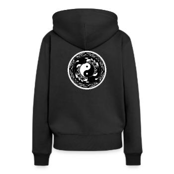 Yin Yang Orcas - Frauen Premium Bio Hoodie - Schwarz - Hinten - Julia (174cm)