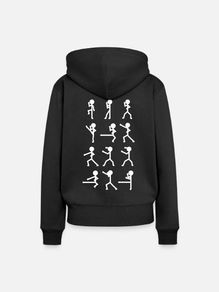 Karate Strichfiguren - Frauen Premium Bio Hoodie - Schwarz