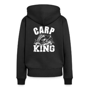 Karpfen - Frauen Premium Bio Hoodie - Schwarz - Hinten - Julia (174cm)