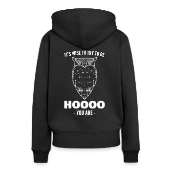Eulenhumor Wildtierbiologe - Frauen Premium Bio Hoodie - Schwarz - Hinten - Julia (174cm)