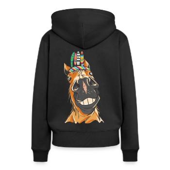 Wilder Westen Westernpferd Pferde Pferd Gaul Ross - Frauen Premium Bio Hoodie - Schwarz - Hinten - Julia (174cm)