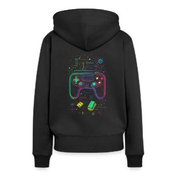 gaming gamer nerd geek controller - Women’s Premium Organic Hoodie - black - Back - Julia (174cm)