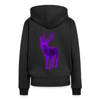 Jäger 3d Effekt Hirsch ultraviolett - Frauen Premium Bio Hoodie - Schwarz - Hinten - Julia (174cm)