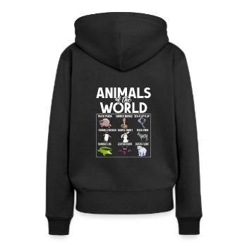 Tiere der Welt lustige Tiere - Frauen Premium Bio Hoodie - Schwarz - Hinten - Julia (174cm)