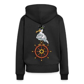 Seeräuber Pirat Freibeuter Möwe Steuerrad Kinder - Frauen Premium Bio Hoodie - Schwarz - Hinten - Julia (174cm)