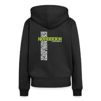 Norddeich Urlaub Nordsee Ostfriesland Küste Norden - Frauen Premium Bio Hoodie - Schwarz - Hinten - Julia (174cm)
