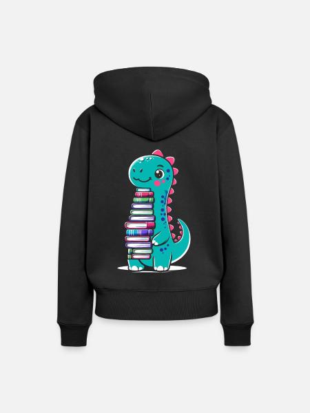 Dinosauruskirja Kirjojen lukeminen Kirjatoukka Bibliofiili - Dame Premium hoodie, økologisk bomuld - sort