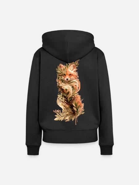 Fuchs - Frauen Premium Bio Hoodie - Schwarz