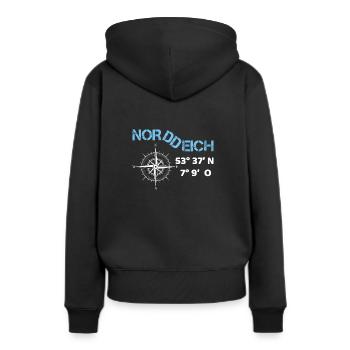 Norddeich Nordsee Fakten Ostfriesland Norden Moin - Frauen Premium Bio Hoodie - Schwarz - Hinten - Julia (174cm)