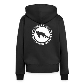 Ein Fuchs muss tun was ein Fuchs tun muss - Frauen Premium Bio Hoodie - Schwarz - Hinten - Julia (174cm)