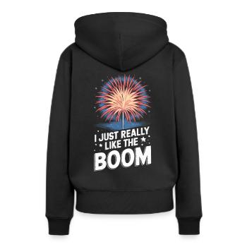 Pyrotechniker Feuerwerk Pyrotechnik - Frauen Premium Bio Hoodie - Schwarz - Hinten - Julia (174cm)