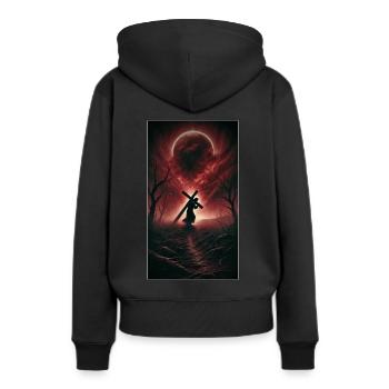 La route sombre - Sweat à capuche Premium bio Femme - noir - Dos - Julia (174cm)