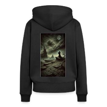 Un violoneux dans les ruines - Sweat à capuche Premium bio Femme - noir - Dos - Julia (174cm)